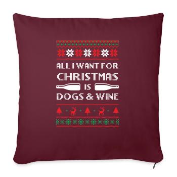 Ugly christmas sweater Dogs and wine - Sofakissenbezug 45 x 45 cm - Burgunderrot - Vorne