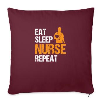 Manger Infirmière du sommeil Répéter Nursing Medicine Idée cadeau - Housse de coussin décorative 45 x 45 cm - bordeaux - Devant