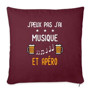 je peux pas musique - Housse de coussin décorative 45 x 45 cm - bordeaux - Devant