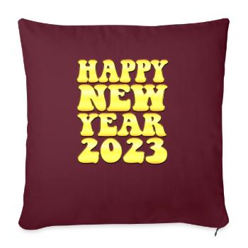 Neujahrsfeier 2023 - Frohes Neues Jahr 2023 - Sofakissenbezug 45 x 45 cm - Burgunderrot - Vorne