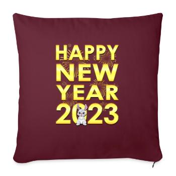 Frohes Neues Jahr 2023 - Frauen Männer Neujahr 2023 - Sofakissenbezug 45 x 45 cm - Burgunderrot - Vorne