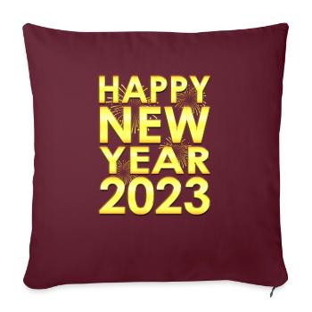 Frohes Neues Jahr 2023 - Feuerwerk Silvester - Sofakissenbezug 45 x 45 cm - Burgunderrot - Vorne
