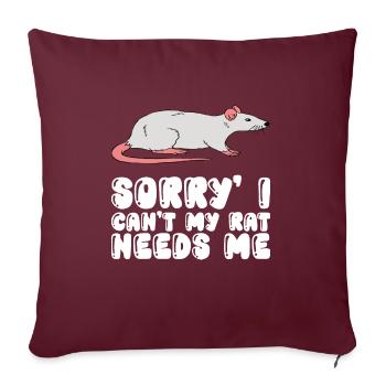 Ich Kann Nicht, Meine Ratte Braucht Mich - Sofakissenbezug 45 x 45 cm - Burgunderrot - Vorne