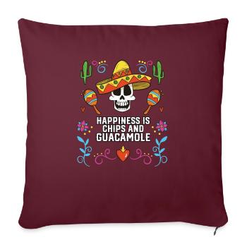 Le bonheur, c’est les chips et l’avocat Guacamole Lover - Housse de coussin décorative 45 x 45 cm - bordeaux - Devant