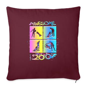 Génial depuis 2007. Agilité, Hundetraining - Housse de coussin décorative 45 x 45 cm - bordeaux - Devant