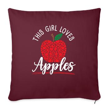 Cette fille aime les pommes Apple Fruit Lover Apple - Housse de coussin décorative 45 x 45 cm - bordeaux - Devant