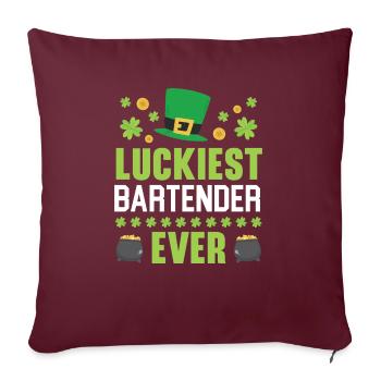 Glücklichster Barkeeper aller Zeiten St. Patrick's Saint Pattys - Sofakissenbezug 45 x 45 cm - Burgunderrot - Vorne