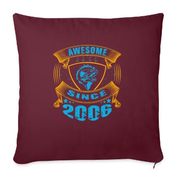 Génial depuis 2006. Angel, l’anniversaire du pêcheur - Housse de coussin décorative 45 x 45 cm - bordeaux - Devant