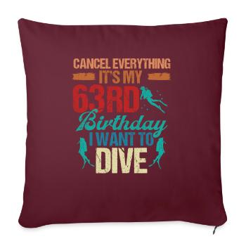 63 Year Old Scuba Diver Birthday Idea Snorkeling - Sofakissenbezug 45 x 45 cm - Burgunderrot - Vorne