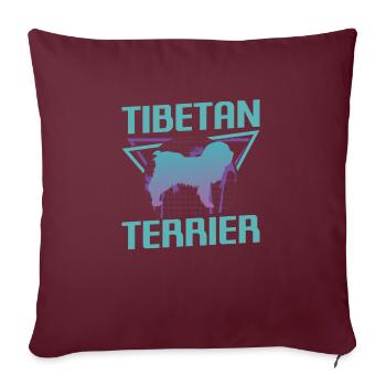 Amoureux des chiens de terrier tibétain rétro - Housse de coussin décorative 45 x 45 cm - bordeaux - Devant