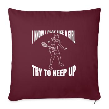 Badminton Badminton Filles Badminton Joueuse - Housse de coussin décorative 45 x 45 cm - bordeaux - Devant