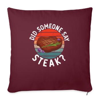 Steak Lover Steak Geschenk - Sofakissenbezug 45 x 45 cm - Burgunderrot - Vorne