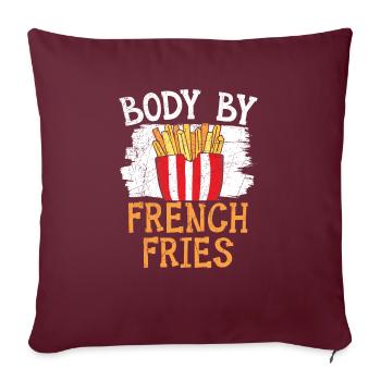 Body By Français Fries Eater Foodie Potato Lover - Housse de coussin décorative 45 x 45 cm - bordeaux - Devant
