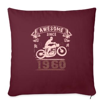 Génial depuis 1960, motard 63ème anniversaire - Housse de coussin décorative 45 x 45 cm - bordeaux - Devant