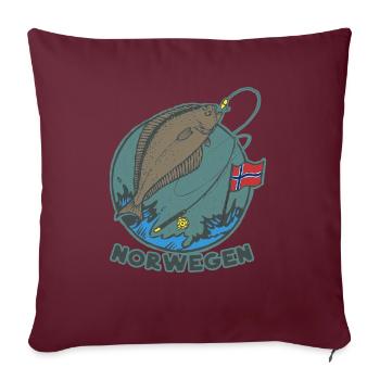 Angeln Norwegen Heilbutt Skandinavien - Sofakissenbezug 45 x 45 cm - Burgunderrot - Vorne