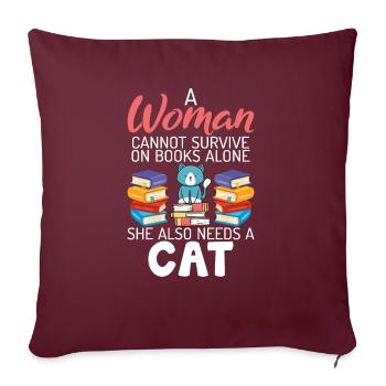 Gift Cat Owner Cat Gift - Sofa pillowcase 17,3'' x 17,3'' (45 x 45 cm) - burgundy - Front