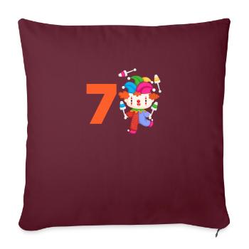 Enfants im 7 Clown fête d’anniversaire 7 ans - Housse de coussin décorative 45 x 45 cm - bordeaux - Devant