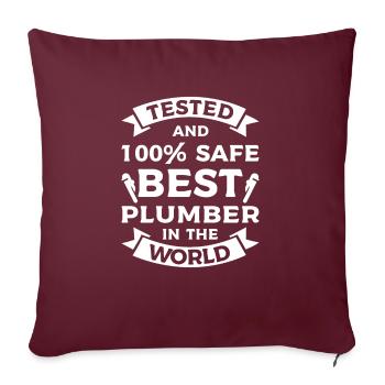 Testé et 100% sûr meilleur plombier du monde - Housse de coussin décorative 45 x 45 cm - bordeaux - Devant