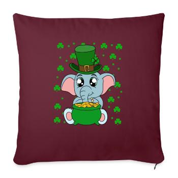 Mignons trèfles d’éléphants Fête de la Saint-Patrick - Housse de coussin décorative 45 x 45 cm - bordeaux - Devant