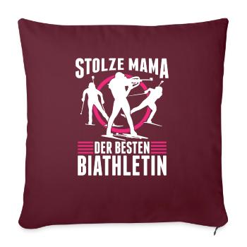 Stolze Mama Der Besten Biathletin Biathlon Fan - Sofakissenbezug 45 x 45 cm - Burgunderrot - Vorne