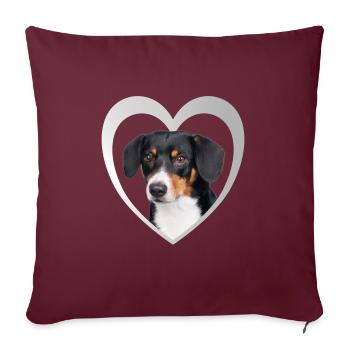 Entlebucher Mountain Dog Heart - J’aime Entlebucher - Housse de coussin décorative 45 x 45 cm - bordeaux - Devant