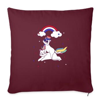 Chat 4 juillet Patriotic Caticorn Licorne Meowica - Housse de coussin décorative 45 x 45 cm - bordeaux - Devant
