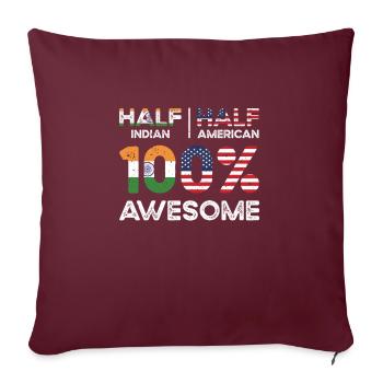 Né en Inde, Inde, Américain, États-Unis - Housse de coussin décorative 45 x 45 cm - bordeaux - Devant
