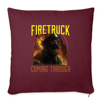 Camion de pompiers passant par la lutte contre les pompiers - Housse de coussin décorative 45 x 45 cm - bordeaux - Devant