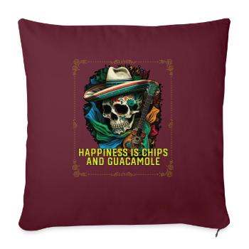 Le bonheur, c’est les chips et l’avocat Guacamole Lover - Housse de coussin décorative 45 x 45 cm - bordeaux - Devant