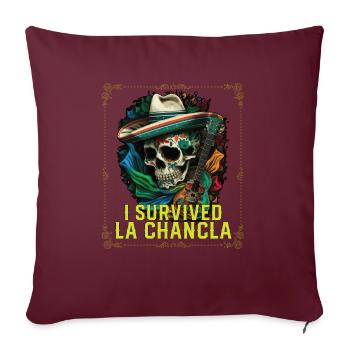 I Survived La Chancla Mexican Slippers Sandals - Sofakissenbezug 45 x 45 cm - Burgunderrot - Vorne