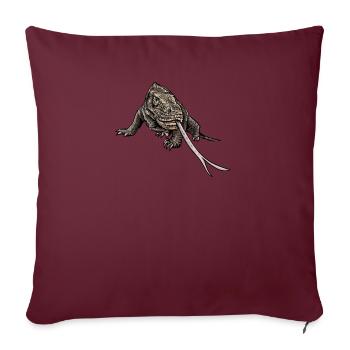 Dragon de Komodo I Motif de dragon de Komodo pour reptiles - Housse de coussin décorative 45 x 45 cm - bordeaux - Devant