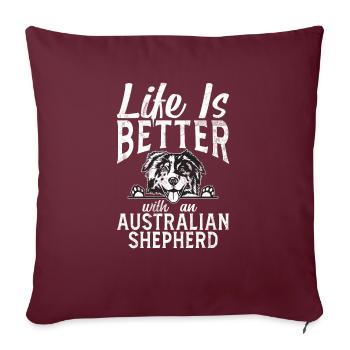 Australian Shepherd Gifts - Sofa pillowcase 17,3'' x 17,3'' (45 x 45 cm) - burgundy - Front