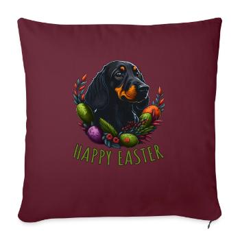Happy Easter Doux chien teckel Pâques - Housse de coussin décorative 45 x 45 cm - bordeaux - Devant