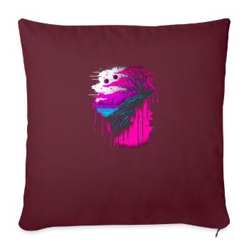 Vaporwave Paysage abstrait Moon Tree - Housse de coussin décorative 45 x 45 cm - bordeaux - Devant