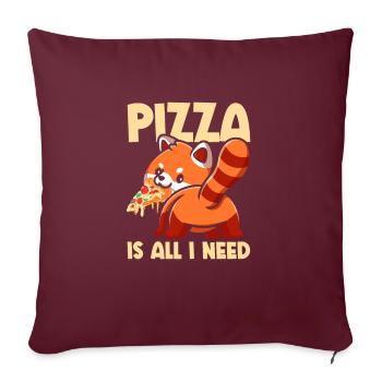 Mignon animal Red Panda Pizza fan mange presque - Housse de coussin décorative 45 x 45 cm - bordeaux - Devant