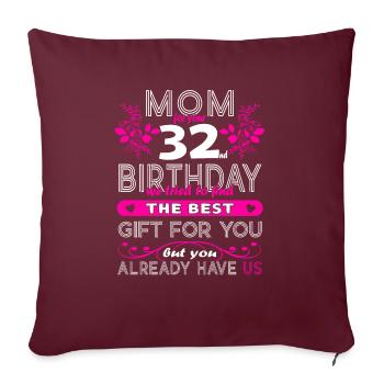 Drôle d’anniversaire souhaite aux femmes 32e anniversaire - Housse de coussin décorative 45 x 45 cm - bordeaux - Devant