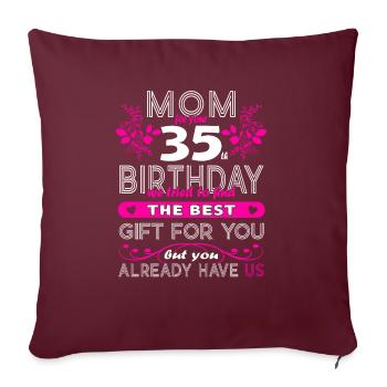 Drôle d’anniversaire souhaite aux femmes 35e anniversaire - Housse de coussin décorative 45 x 45 cm - bordeaux - Devant