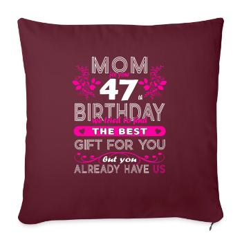 Drôle d’anniversaire souhaite aux femmes 47e anniversaire - Housse de coussin décorative 45 x 45 cm - bordeaux - Devant
