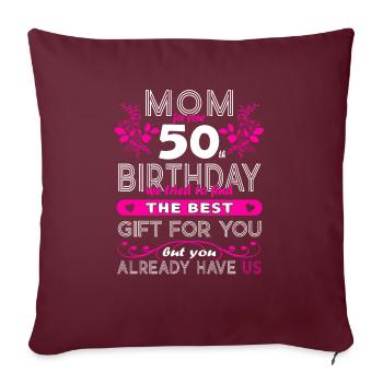 Drôle d’anniversaire souhaite aux femmes 50e anniversaire - Housse de coussin décorative 45 x 45 cm - bordeaux - Devant
