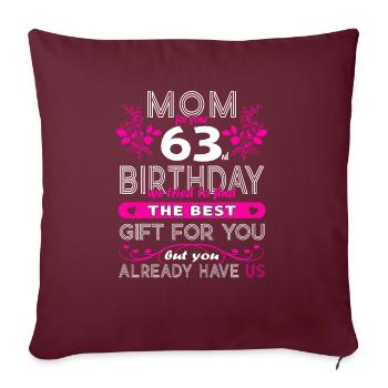 Drôle d’anniversaire souhaite aux femmes 63e anniversaire - Housse de coussin décorative 45 x 45 cm - bordeaux - Devant