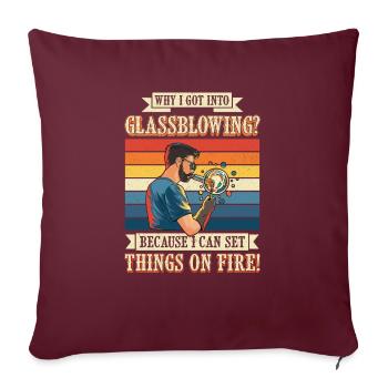 Conception en verre soufflé à la main pour souffleur de verre - Housse de coussin décorative 45 x 45 cm - bordeaux - Devant