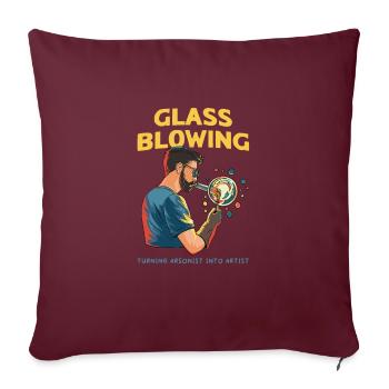 Conception en verre soufflé à la main pour souffleur de verre - Housse de coussin décorative 45 x 45 cm - bordeaux - Devant