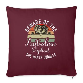 Australian Shepherd Gifts - Sofa pillowcase 17,3'' x 17,3'' (45 x 45 cm) - burgundy - Front