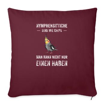 Nymphensittich I Papagei Kakadu Motiv für Vogel - Sofakissenbezug 45 x 45 cm - Burgunderrot - Vorne