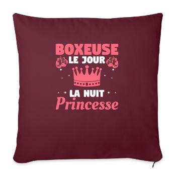 Boxeuse Le Jour La Nuit Princesse Boxe - Housse de coussin décorative 45 x 45 cm - bordeaux - Devant