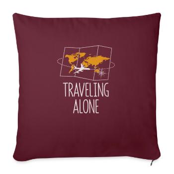 Voyager seul Touriste Voyageur Visiteur - Housse de coussin décorative 45 x 45 cm - bordeaux - Devant