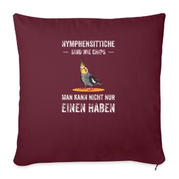 Nymphensittich I Papagei Kakadu Motiv für Vogel - Sofakissenbezug 45 x 45 cm - Burgunderrot - Vorne