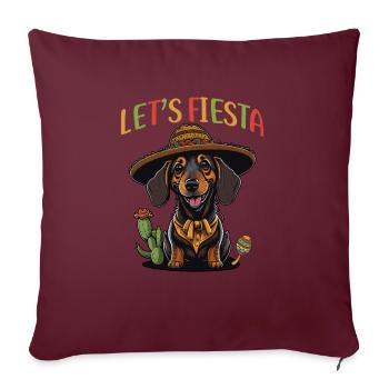 Teckel Cinco de Mayo Let's Fiesta - Housse de coussin décorative 45 x 45 cm - bordeaux - Devant