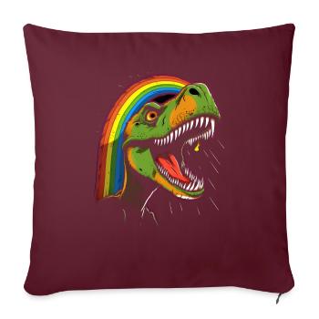 Tyrannosaure arc-en-ciel - Housse de coussin décorative 45 x 45 cm - bordeaux - Devant