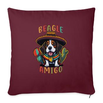 Beagle Amigo Mexikanischer Sombrero Beagle - Sofakissenbezug 45 x 45 cm - Burgunderrot - Vorne